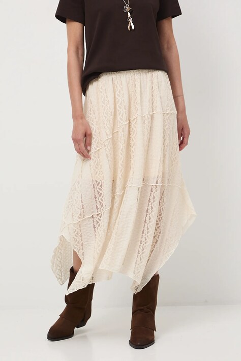 Spódnica damska maxi koronkowa kolor beżowy RW25-SDD406