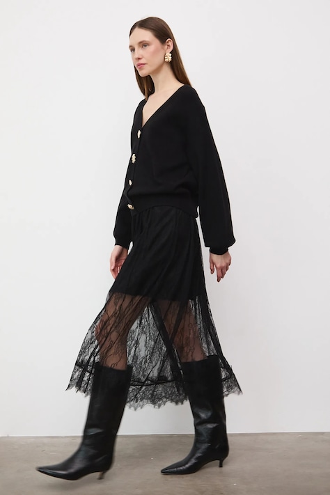 Medicine spódnica kolor czarny maxi rozkloszowana