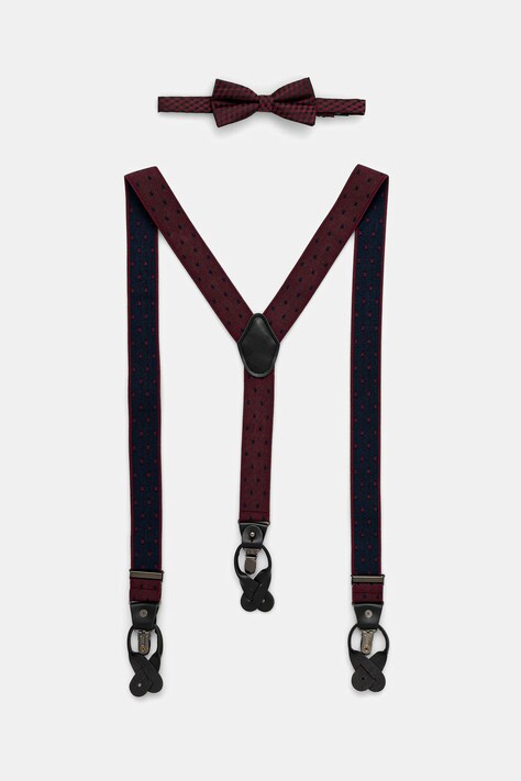 Medicine zestaw szelki i mucha kolor bordowy