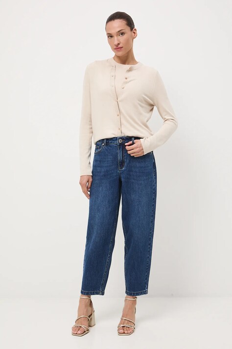 Jeansy damskie slouchy z efektem sprania kolor granatowy RW25-SJD405