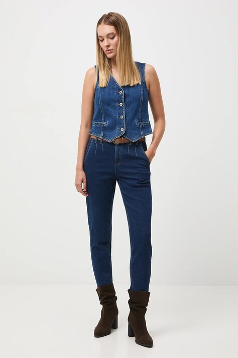 Jeansy damskie carrot z paskiem kolor granatowy RW25-SJD507