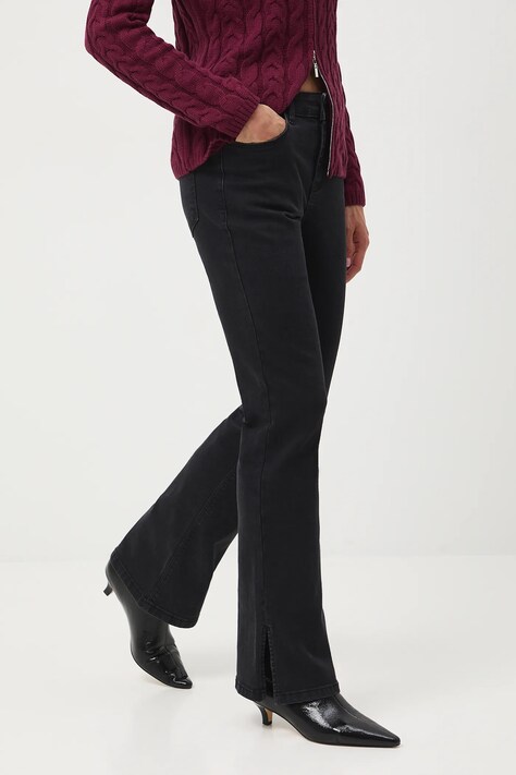 Jeansy damskie flare z efektem sprania kolor czarny RW25-SJD603