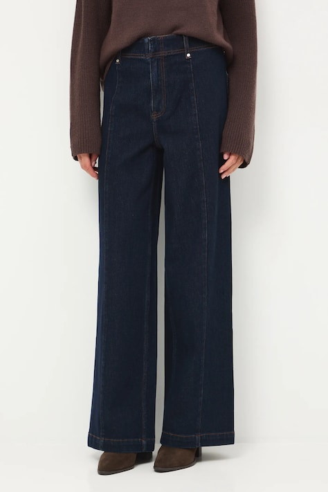 Jeansy damskie wide leg z przeszyciami kolor granatowy RW25-SJD803