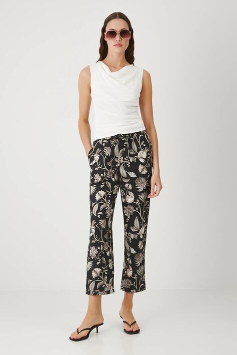 Medicine spodnie damskie kolor czarny fason chinos medium waist