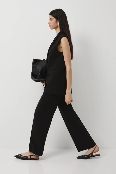 Medicine pantaloni culoarea negru, lat, high waist