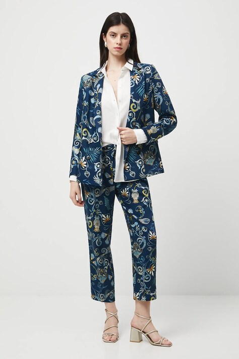 Medicine spodnie damskie kolor granatowy fason chinos medium waist