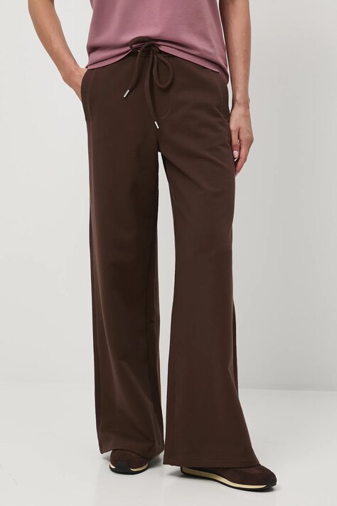 Spodnie dresowe damskie wide leg kolor brązowy RW25-SPD307