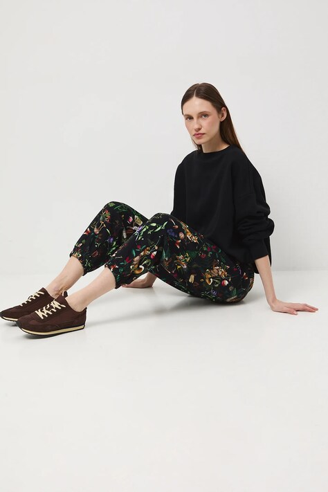 Medicine spodnie dresowe damskie kolor czarny szerokie medium waist