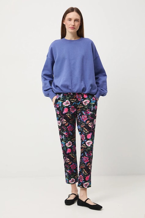 Spodnie dresowe bawełniane damskie z elastanem wzorzyste kolor czarny RW25-SPDB00