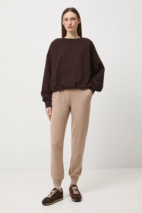 Medicine spodnie dresowe damskie kolor beżowy melanżowe