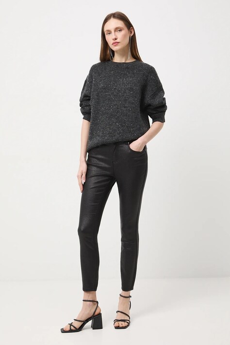 Medicine spodnie damskie kolor czarny dopasowane medium waist