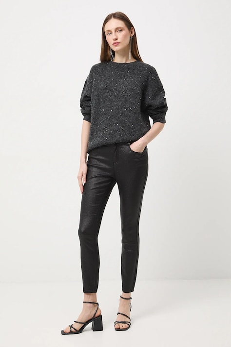 Medicine spodnie damskie kolor czarny dopasowane medium waist