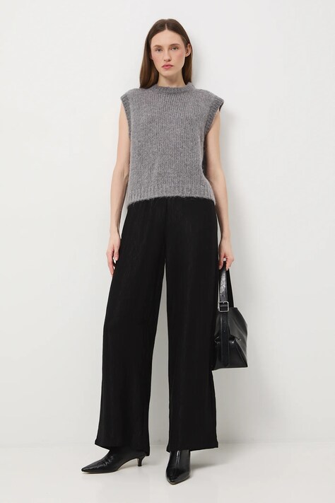 Medicine spodnie damskie kolor czarny szerokie medium waist