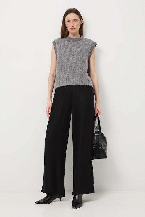 Spodnie damskie wide leg kolor czarny RW25-SPDB06