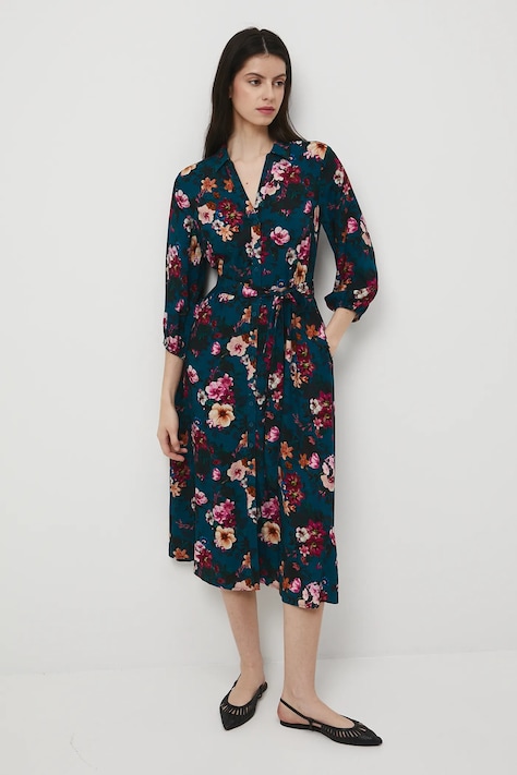 Medicine rochie culoarea turcoaz, midi, evazati