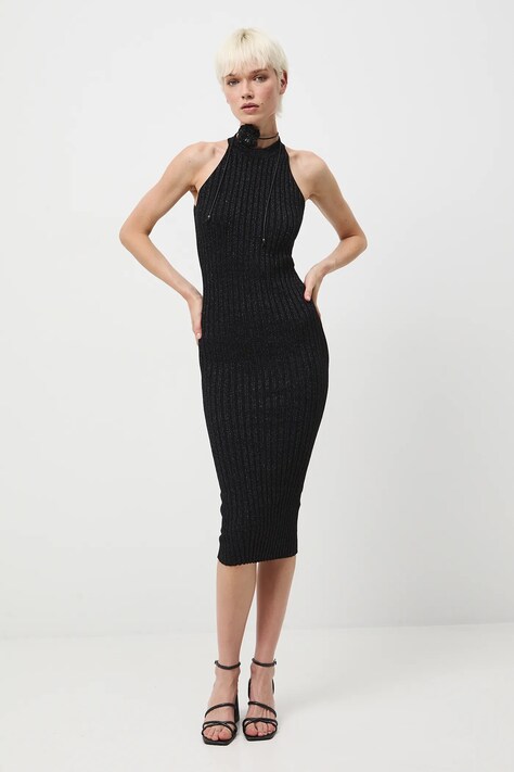 Medicine sukienka kolor srebrny midi dopasowana