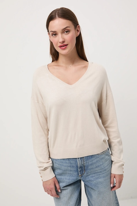 Sweter damski z wiskozą kolor beżowy RW25-SWD034