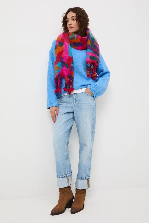 Sweter damski melanżowy kolor niebieski RW25-SWD063