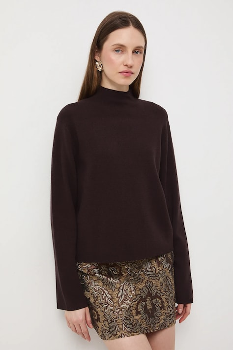 Sweter damski gładki kolor brązowy RW25-SWD0B0