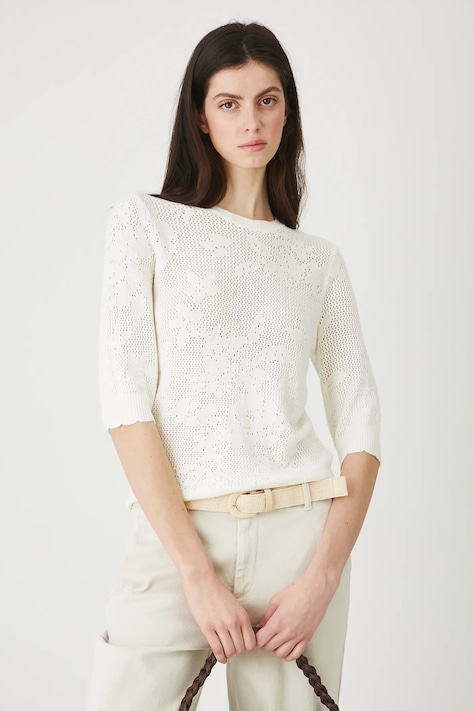 Sweter damski ażurowy kolor beżowy RW25.SWD105