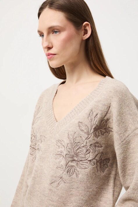 Medicine sweter z domieszką wełny damski kolor beżowy