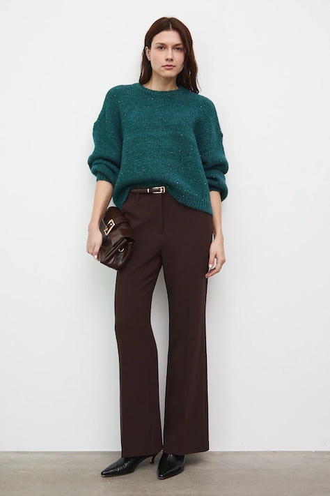 Sveter s prímesou alpaky a ovčej vlny zelená farba RW25-SWDC03