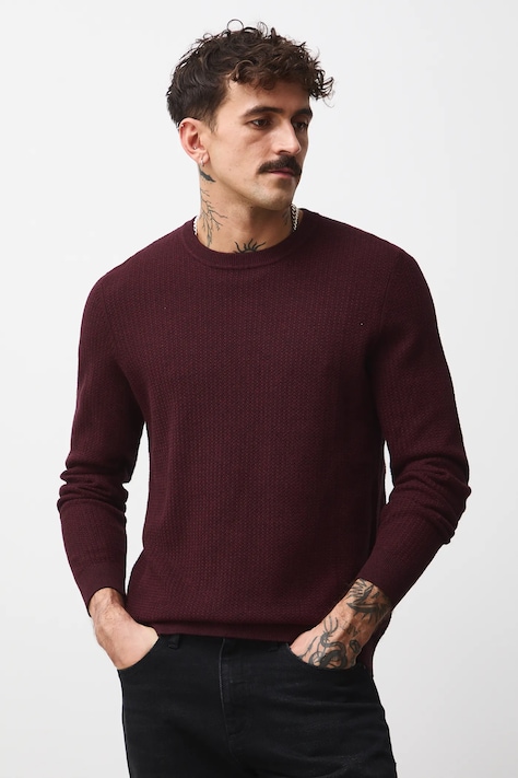 Medicine sweter męski kolor bordowy lekki