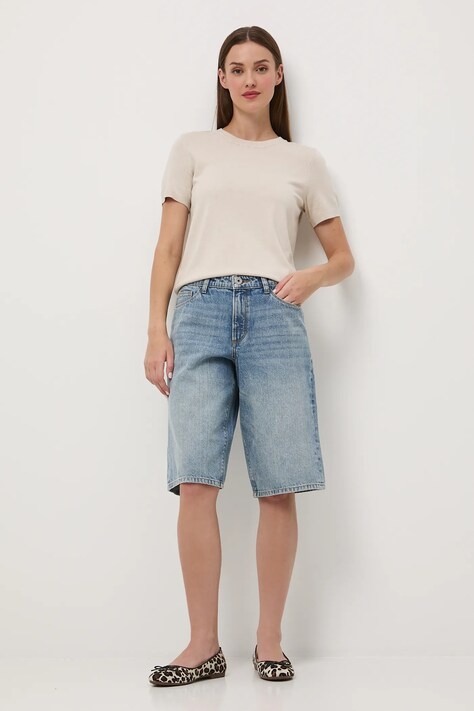 Medicine pantaloni scurți din bumbac uni, high waist