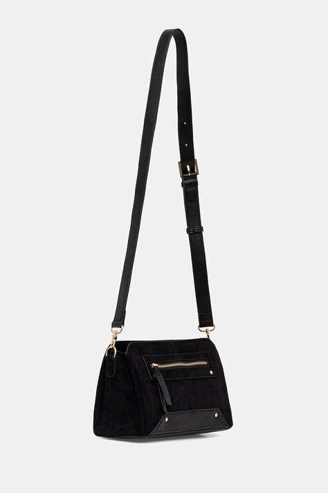 Torebka damska z imitacji zamszu i skóry ekologicznej kolor czarny RW25-TODA03