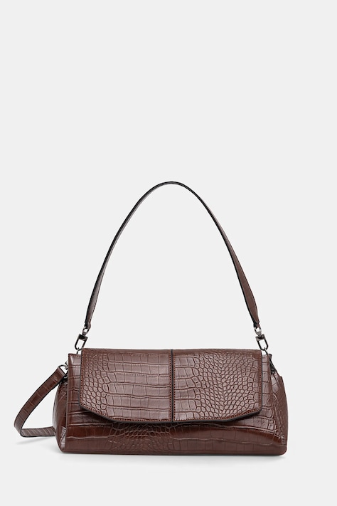 Torebka damska ze skóry ekologicznej z fakturą kolor brązowy RW25-TODA05