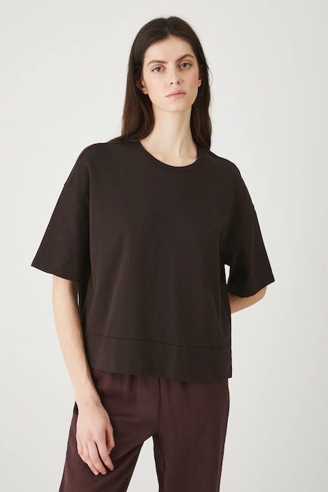 T-shirt bawełniany damski gładki kolor brązowy RW25.TSD010