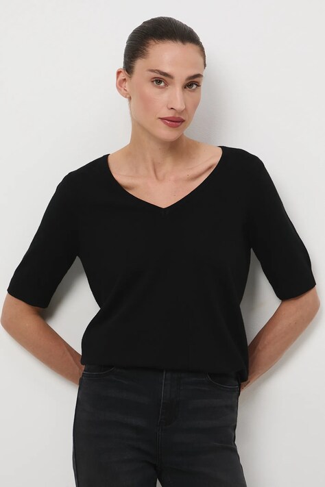 T-shirt damski z elastanem gładki kolor czarny RW25-TSD306