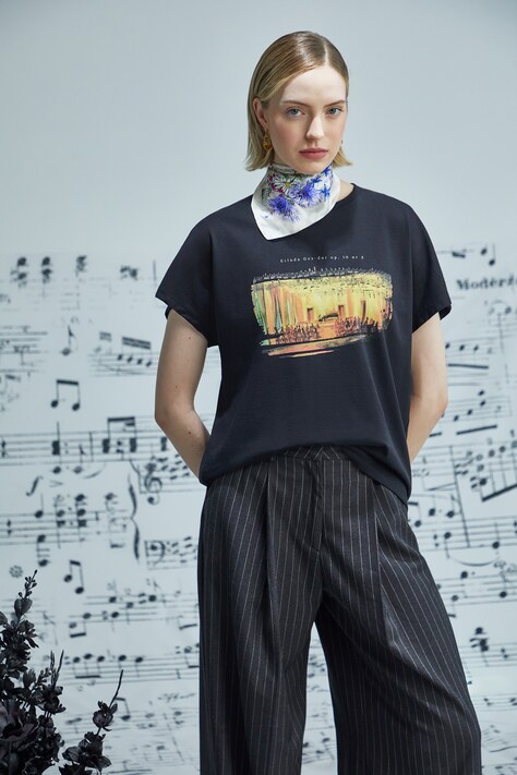 T-shirt bawełniany damski z kolekcji Narodowy Instytut Fryderyka Chopina x Medicine kolor czarny RW25-TSD756