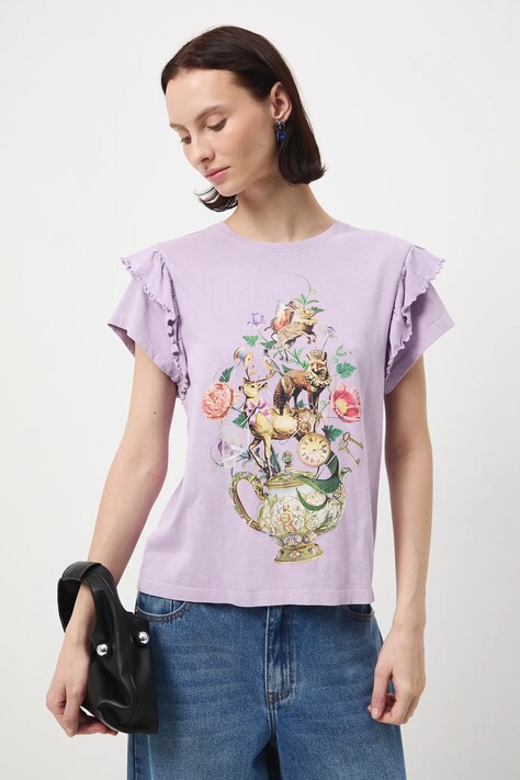 Medicine t-shirt bawełniany damski kolor fioletowy