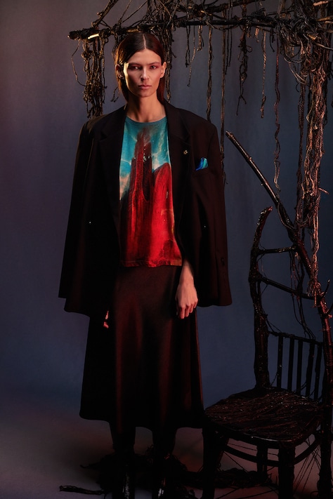 Bavlněné tričko dámské z kolekce Zdzisław Beksiński x Medicine modrá barva RW25-TSDA52