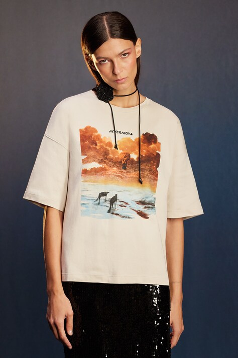 Medicine t-shirt bawełniany damski kolor beżowy