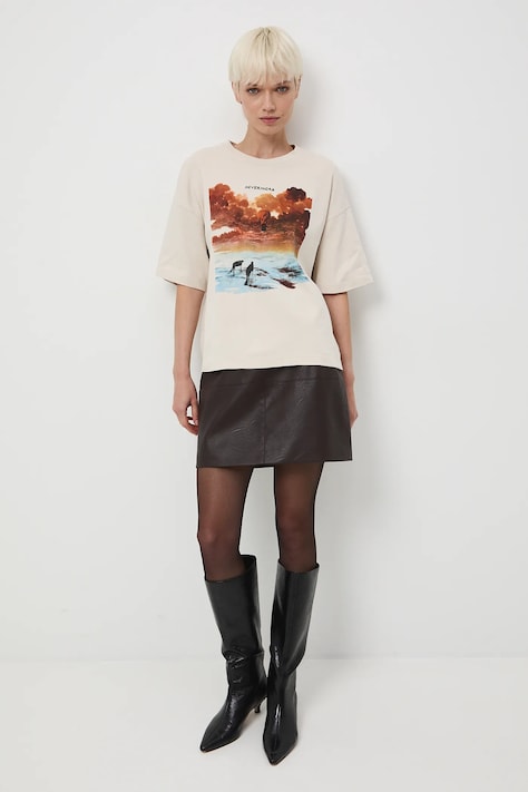 Medicine t-shirt in cotone donna colore beige