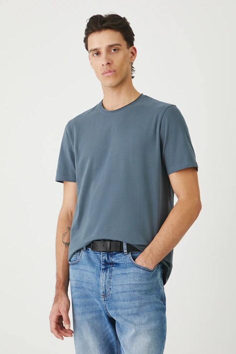 T-shirt bawełniany męski z elastanem gładki kolor zielony RW25.TSM010