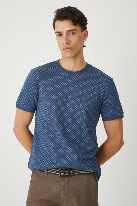 T-shirt bawełniany męski z dzianiny strukturalnej z elastanem RW25-TSM013