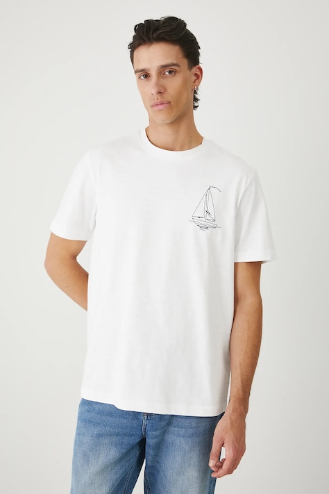 T-shirt męski bawełniany biały RW25-TSM108