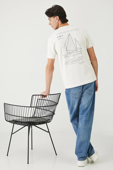 Medicine t-shirt męski bawełniany z elastanem beżowy