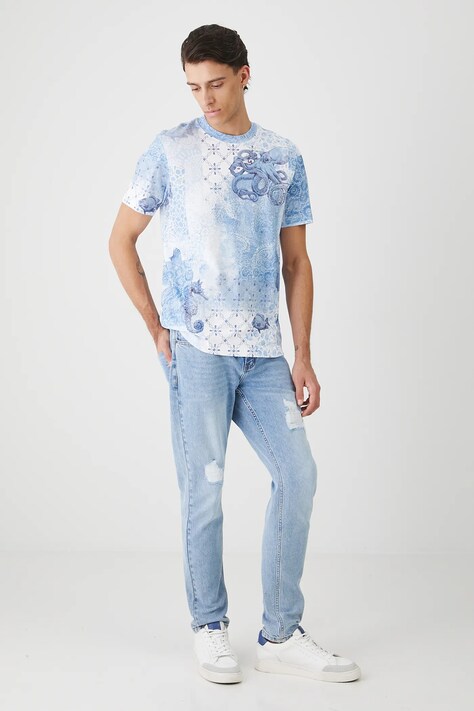 T-shirt bawełniany męski wzorzysty kolor multicolor RW25.TSM114
