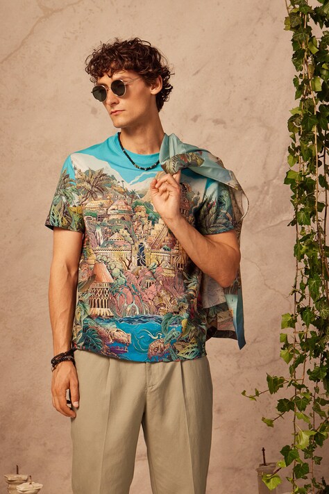 T-shirt bawełniany męski z elastanem z kolekcji Lands of Legends – El Dorado kolor multicolor RW25-TSM250
