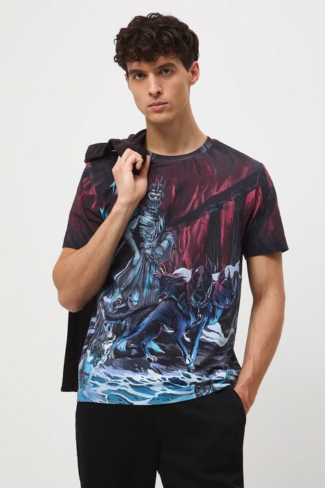 T-shirt bawełniany męski z elastanem wzorzysty kolor multicolor RW25-TSM305