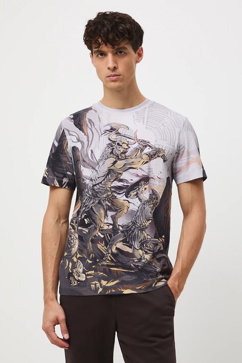 Medicine t-shirt bawełniany męski kolor szary wzorzysty
