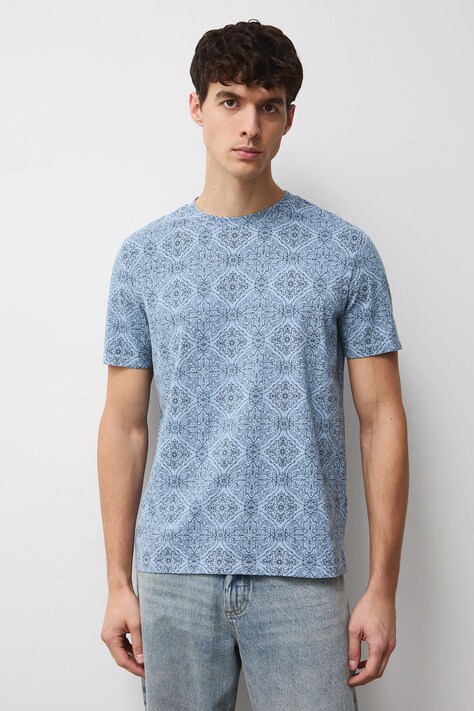 Medicine t-shirt bawełniany męski kolor niebieski wzorzysty