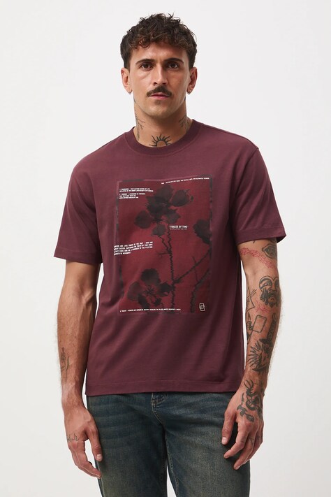 Medicine t-shirt bawełniany męski kolor bordowy z nadrukiem
