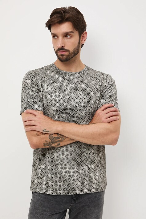 Medicine t-shirt bawełniany męski kolor czarny wzorzysty