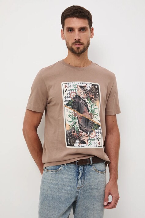 Medicine t-shirt bawełniany męski kolor brązowy z nadrukiem