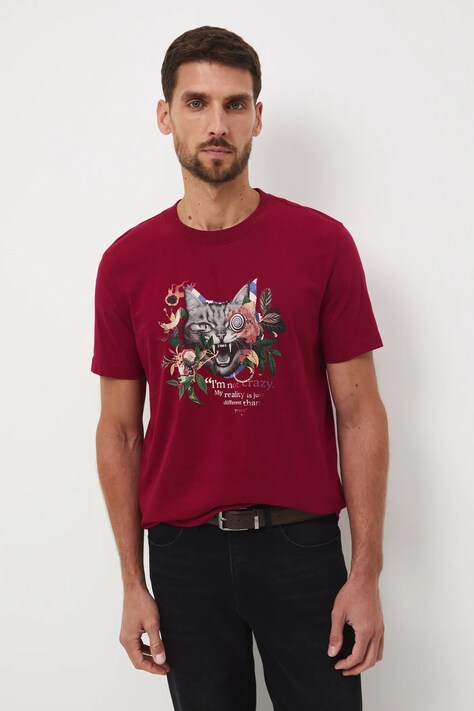 Medicine t-shirt bawełniany męski kolor czerwony z nadrukiem